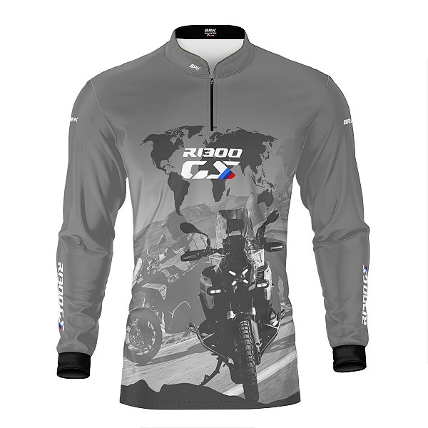 Camisa de Motociclismo Brk GS R1300 Mapa Mundi com Proteção UV50+