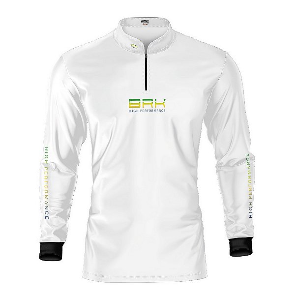 Camisa de Pesca Brk Pescador Patriota Branca Brasil com Proteção UV50