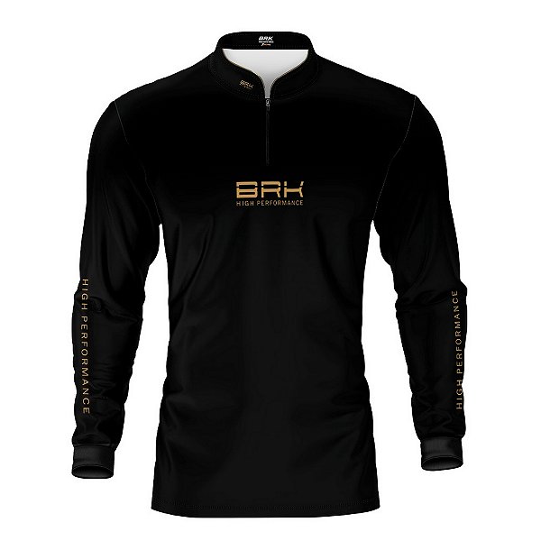 Camisa de Pesca Brk Pescador Patriota Preta e Bege com Proteção UV50
