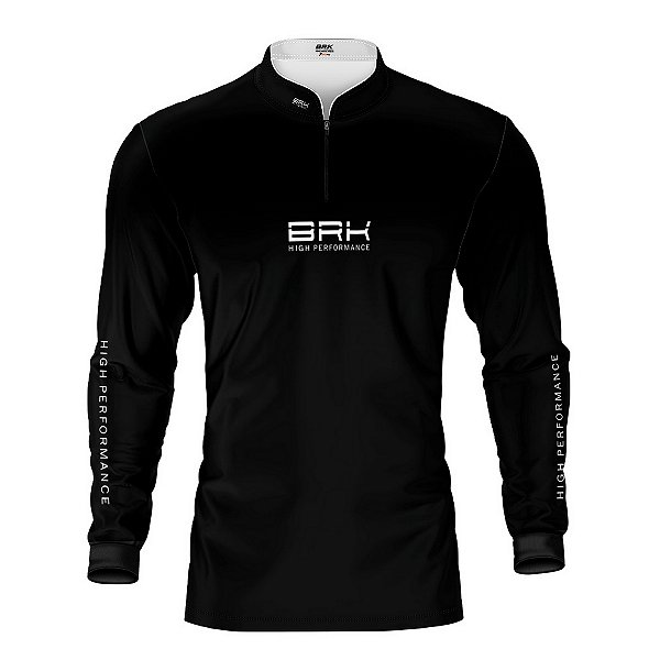 Camisa de Pesca Brk Pescador Patriota Preta e Branca com Proteção UV50