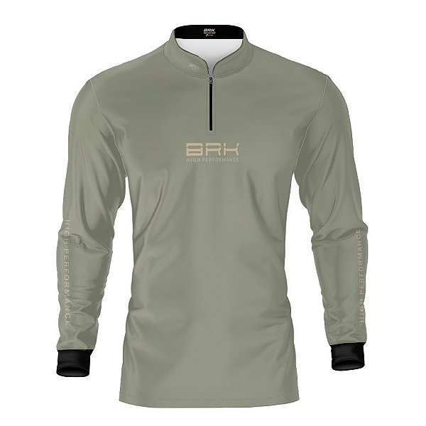Camisa de Pesca Brk Pescador Patriota Caqui e Bege com Proteção UV50