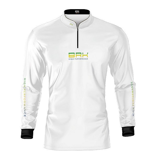 Camisa de Pesca Brk Pescador Patriota Branca Gradiente com Proteção UV50