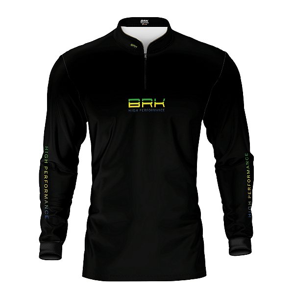 Camisa de Pesca Brk Pescador Patriota Preta Brasil com Proteção UV50