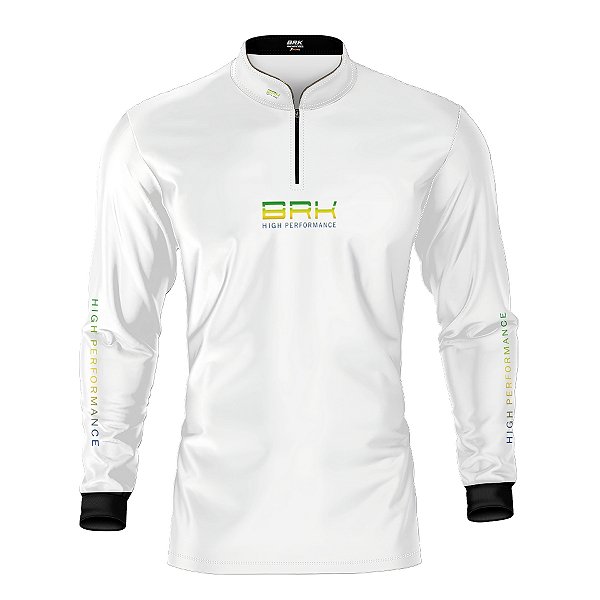 Camisa de Pesca Brk Pescador Patriota Branca Gradiente com Proteção UV50