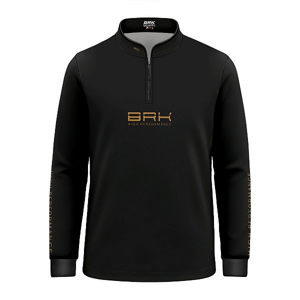 Camisa de Pesca Infantil Brk Pescador Patriota Preta e Bege com Proteção UV50