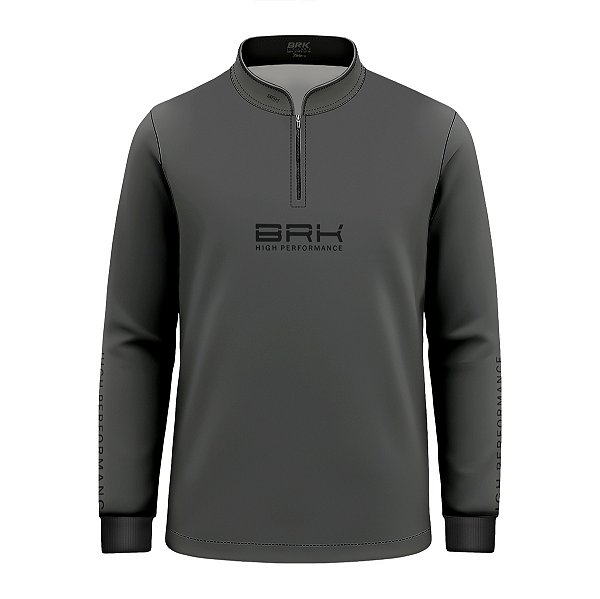 Camisa de Pesca Infantil Brk Pescador Patriota Cinza e Preta com Proteção UV50
