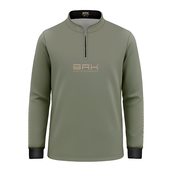 Camisa de Pesca Infantil Brk Pescador Patriota Caqui e Bege com Proteção UV50