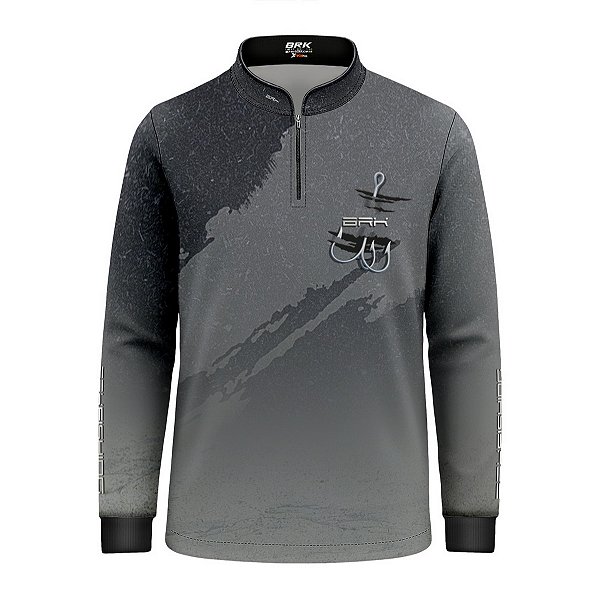 Camisa de Pesca Infantil Brk Cinza Grafismo Garateia com Proteção UV50+