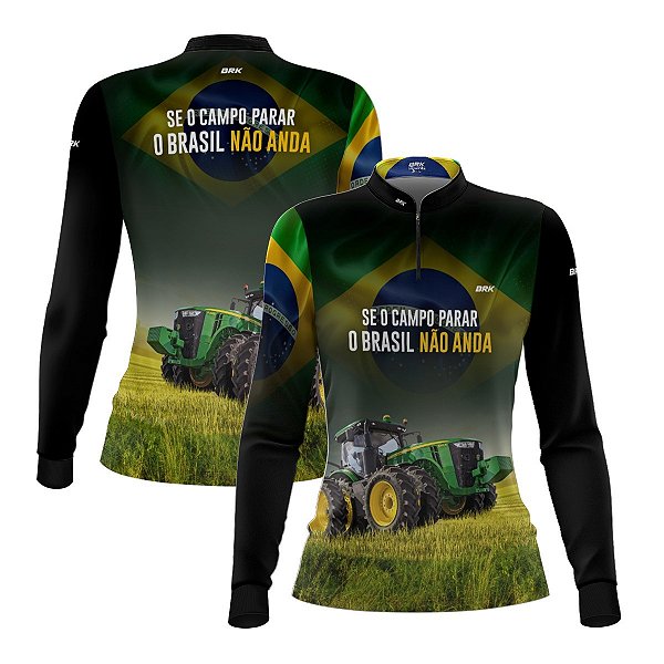 Camisa Feminina Brk Sem o Campo o Brasil não Anda com Proteção UV50
