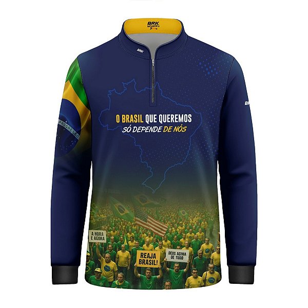 Camisa Infantil Brk O Brasil Depende de Nós com Proteção UV50