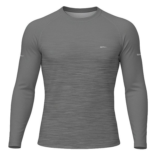 Camisa Segunda Pele Brk Clean Mescla Cinza Escuro com Proteção UV50