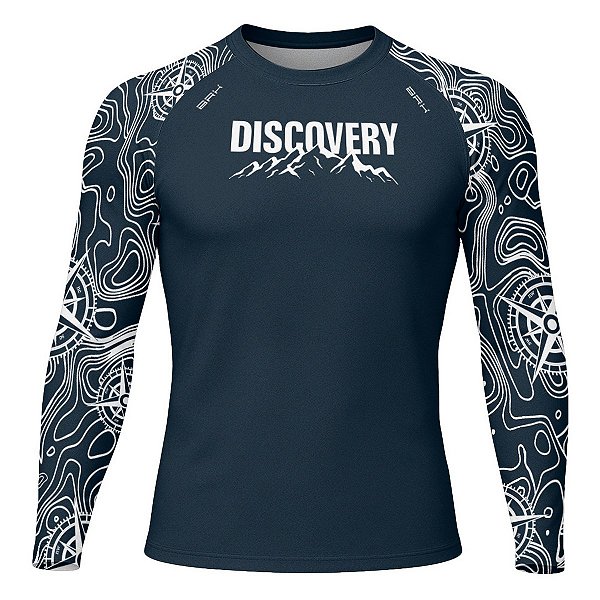 Camisa Segunda Pele Brk Discovery Azul Escuro Montanha com Proteção UV50