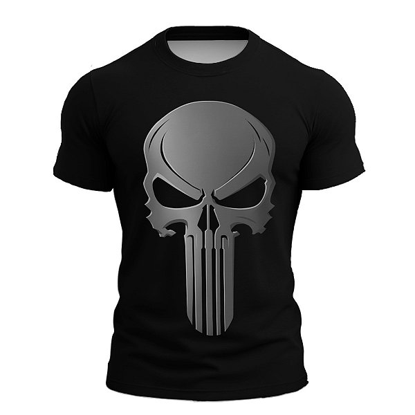 Camisa Manga Curta Brk Caveira Punisher com Proteção UV50