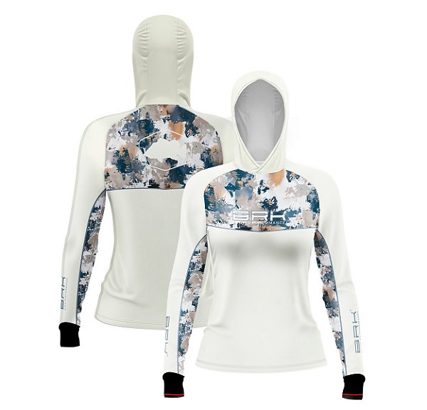 Camisa de Pesca Feminina Brk com Capuz Hybrid Camuflagem Fishing com Proteção Solar UV50+