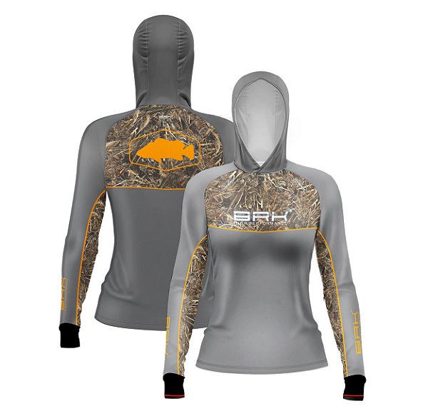 Camisa de Pesca Feminina Brk com Capuz Hybrid Real Tree Fishing com Proteção Solar UV50+