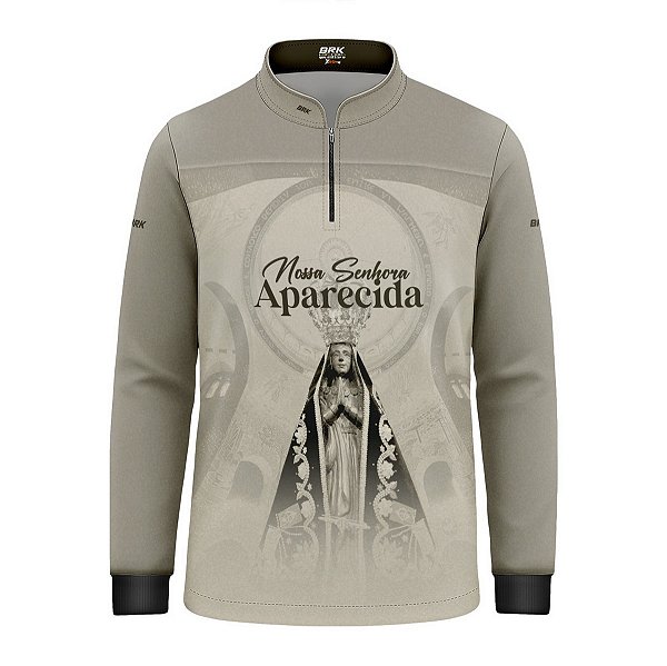 Camisa Agro Infantil Brk Bege Nossa Senhora Aparecida com Proteção UV50