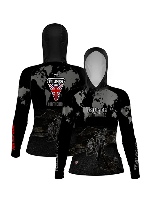 Camisa UV50 com Capuz Feminina Brk Triumph Tiger for the Ride