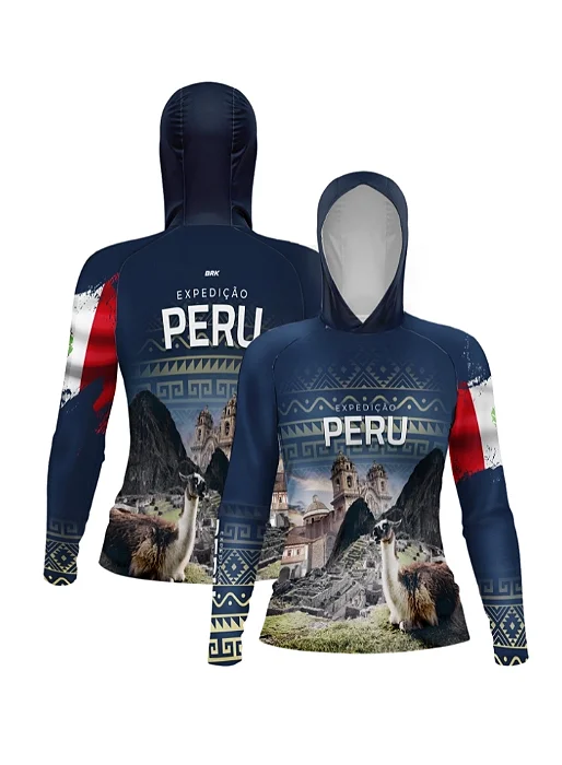 Camisa UV50 com Capuz Feminina Brk Expedição Peru