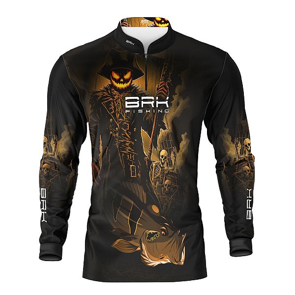 Camisa de Pesca Brk Halloween Peixe e Caveira com Proteção UV50