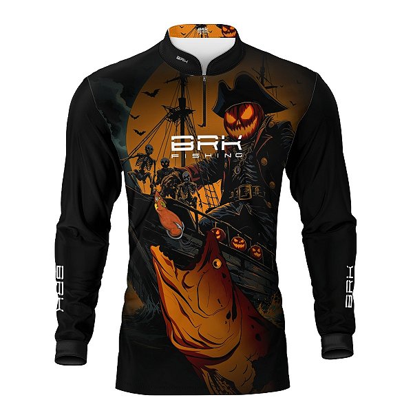 Camisa de Pesca Brk Halloween Barco Pirata com Proteção UV50