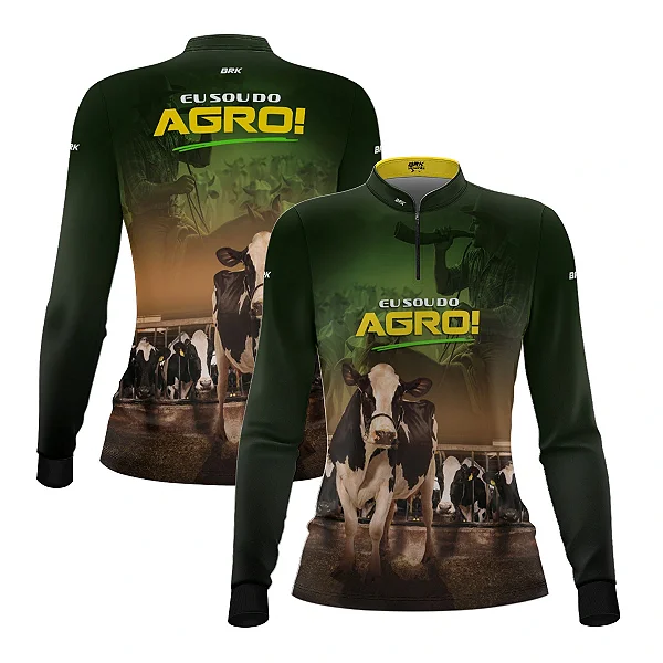 Camisa UV50 Agro Feminina Brk Eu sou do Agro Verde Gados