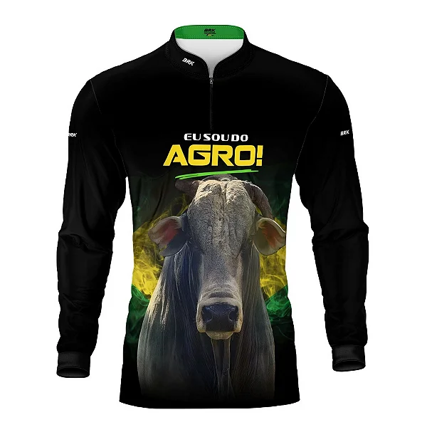 Camisa UV50 Agro Brk Eu Sou do Agro Preta Nelore