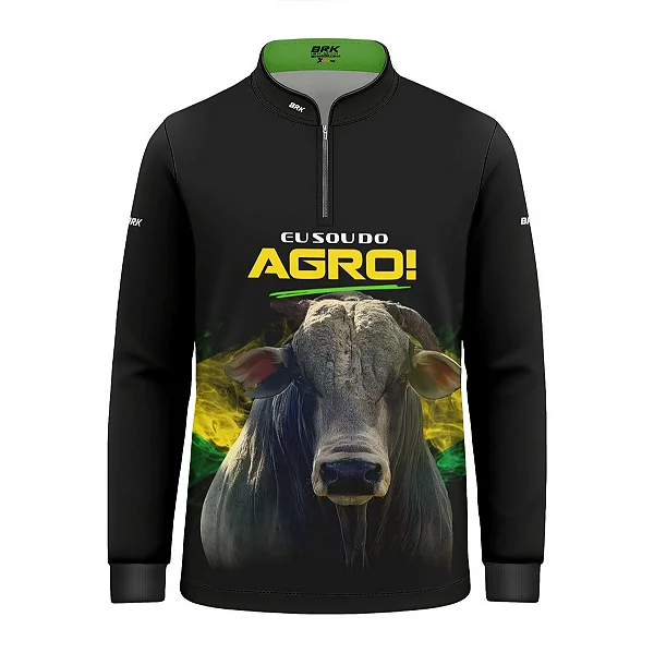 Camisa UV50 Agro Infantil Brk Eu Sou do Agro Preta Nelore