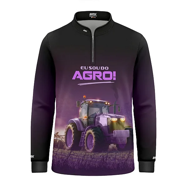 Camisa UV50 Agro Infantil Feminina Brk Eu Sou do Agro Roxo Trator