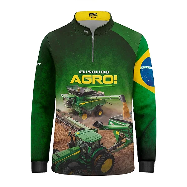 Camisa UV50 Agro Infantil Brk Eu Sou do Agro Verde Colheitadeira