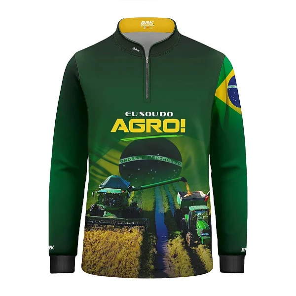 Camisa UV50 Agro Infantil Brk Eu sou do Agro Verde Brasil