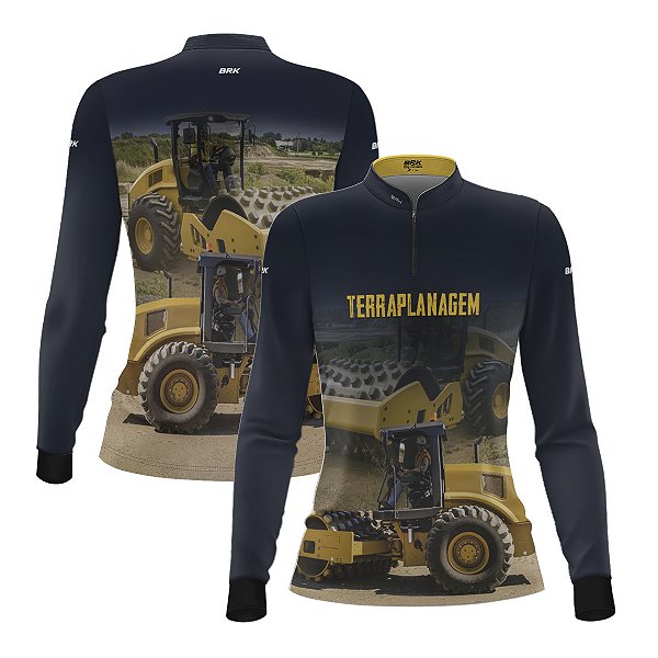 Camisa Agro Feminina Brk Terraplanagem Rolo Pé de Carneiro com Proteção UV50