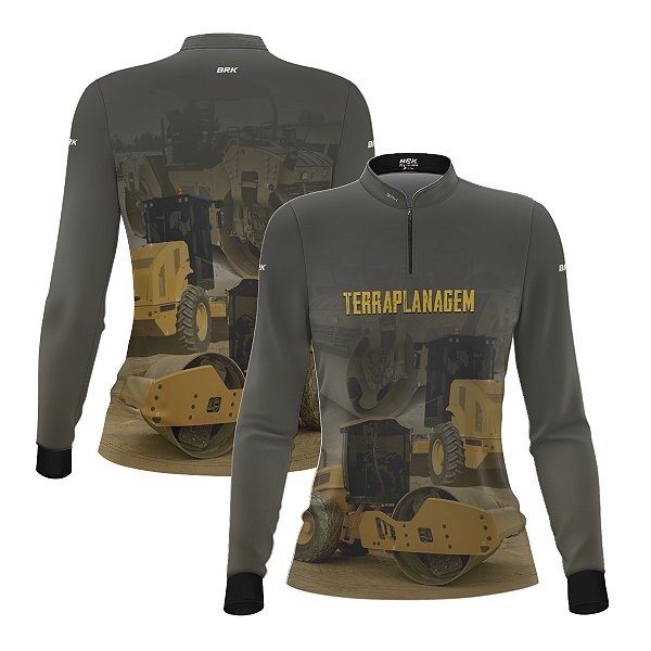 Camisa Agro Feminina Brk Terraplanagem Rolo Compactador com Proteção UV50
