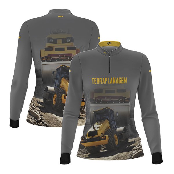 Camisa Agro Feminina Brk Rolo Compressor JCB com Proteção UV50