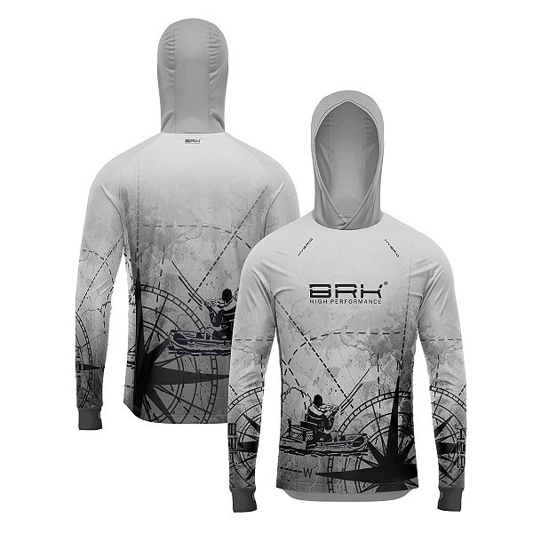 Camisa de Pesca Brk com Luva e Capuz Hybrid Caiaque com Proteção Solar UV50+