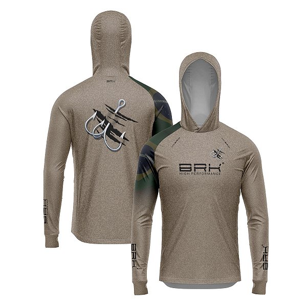 Camisa de Pesca Brk com Luva e Capuz Hybrid Clean Garateia com Proteção Solar UV50+