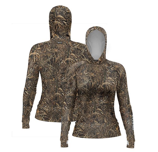 Camisa de Pesca Feminina Brk com Luva e Capuz Hybrid Realtree com Proteção Solar UV50+