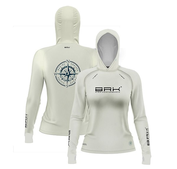 Camisa de Pesca Feminina Brk com Luva e Capuz Hybrid Marine Cruiser com Proteção Solar UV50+