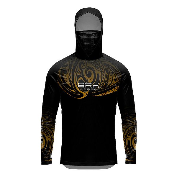 Camisa FusionX Maori Tribal Preto e Dourado BRK com Proteção Solar UV50+