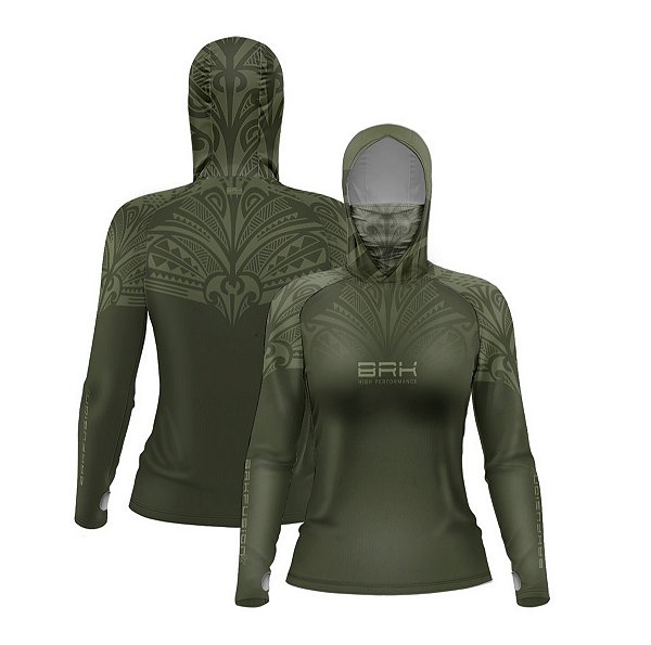 Camisa FusionX Feminina Maori Hunter Verde BRK com Proteção Solar UV50+