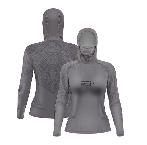 Camisa FusionX Feminina Maori Pacific Grafite BRK com Proteção Solar UV50+