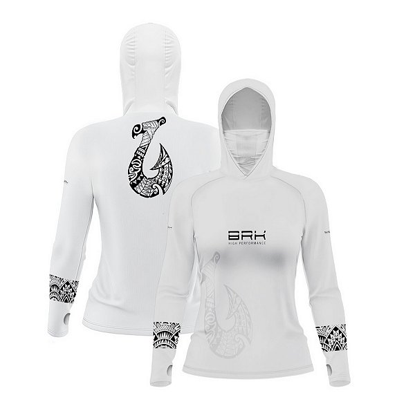 Camisa FusionX Feminina Maori Branca Âncora BRK com Proteção Solar UV50+