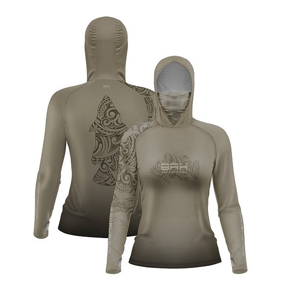 Camisa FusionX Feminina Maori Tucunaré Tribal BRK com Proteção Solar UV50+