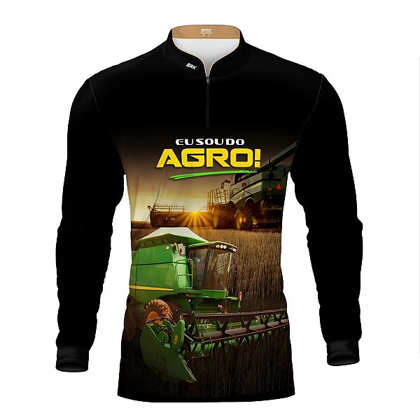 Camisa Agro Brk Eu Sou do Agro Colheitadeira com Proteção UV50