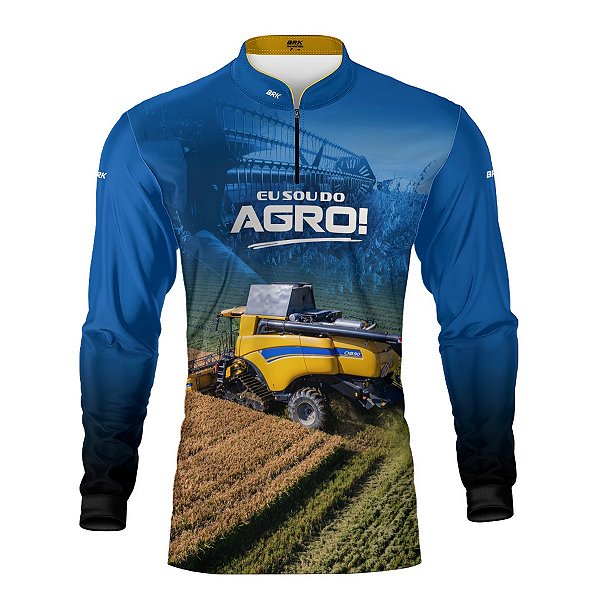Camisa Agro Brk Eu Sou do Agro Colheitadeira Duplo Rotor com Proteção UV50