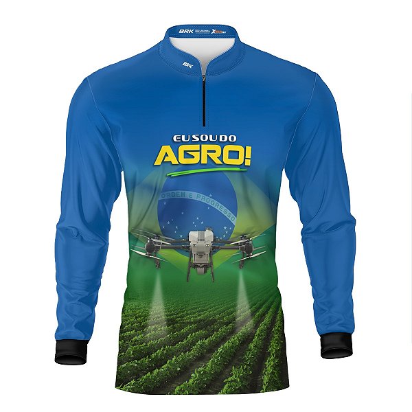 Camisa Agro Brk Eu Sou do Agro Drone Agrícola Brasil com Proteção UV50