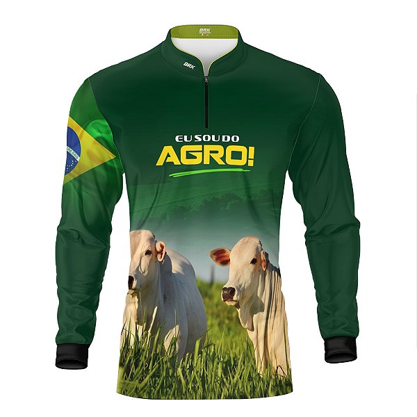 Camisa Agro Brk Eu Sou do Agro Verde Gados com Proteção UV50