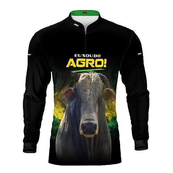 Camisa Agro Brk Eu Sou do Agro Preta Boi com Proteção UV50