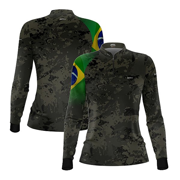 Camisa Agro Feminina Brk Eu Sou do Agro Camu Brasil com Proteção UV50
