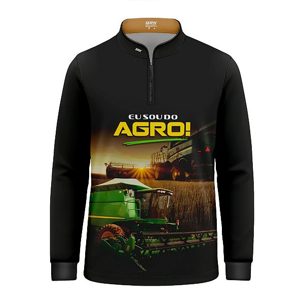Camisa Agro Infantil Brk Eu Sou do Agro Colheitadeira com Proteção UV50