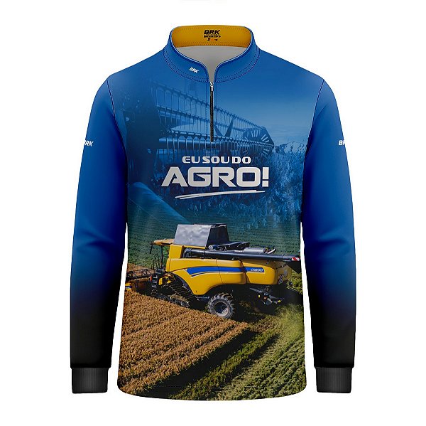 Camisa Agro Infantil Brk Eu Sou do Agro Colheitadeira Duplo Rotor com Proteção UV50